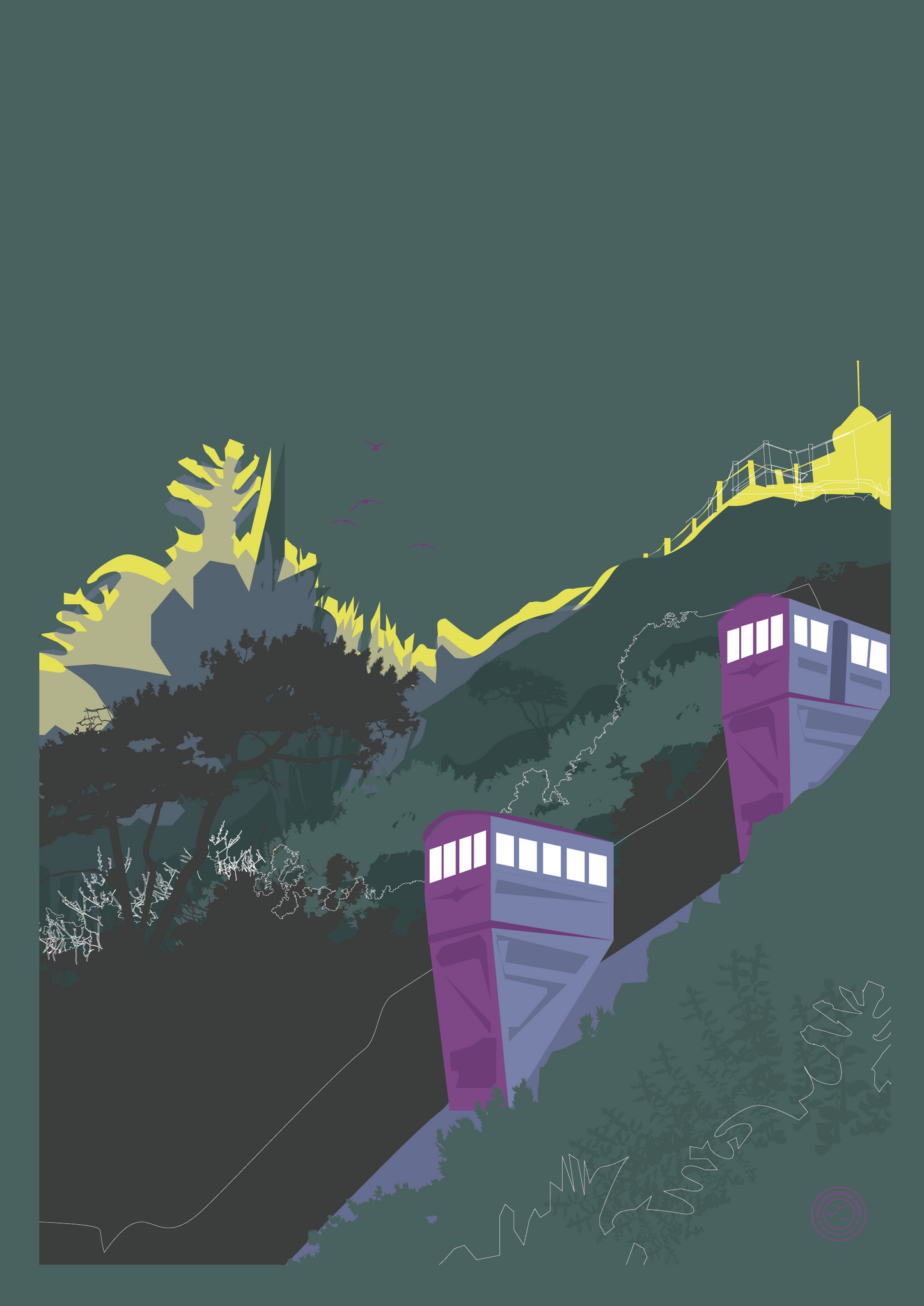 Folkestone Poster - 'Fundraiser' Leas Lift - Racing Green