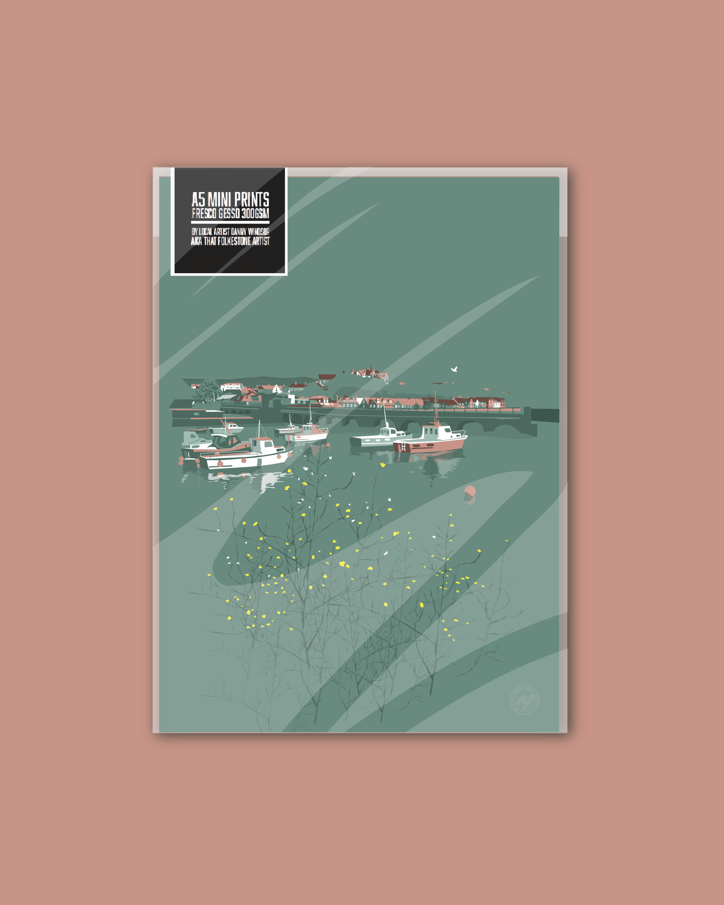 Still Harbour - Mini Art Print. Folkestone Leas. A5