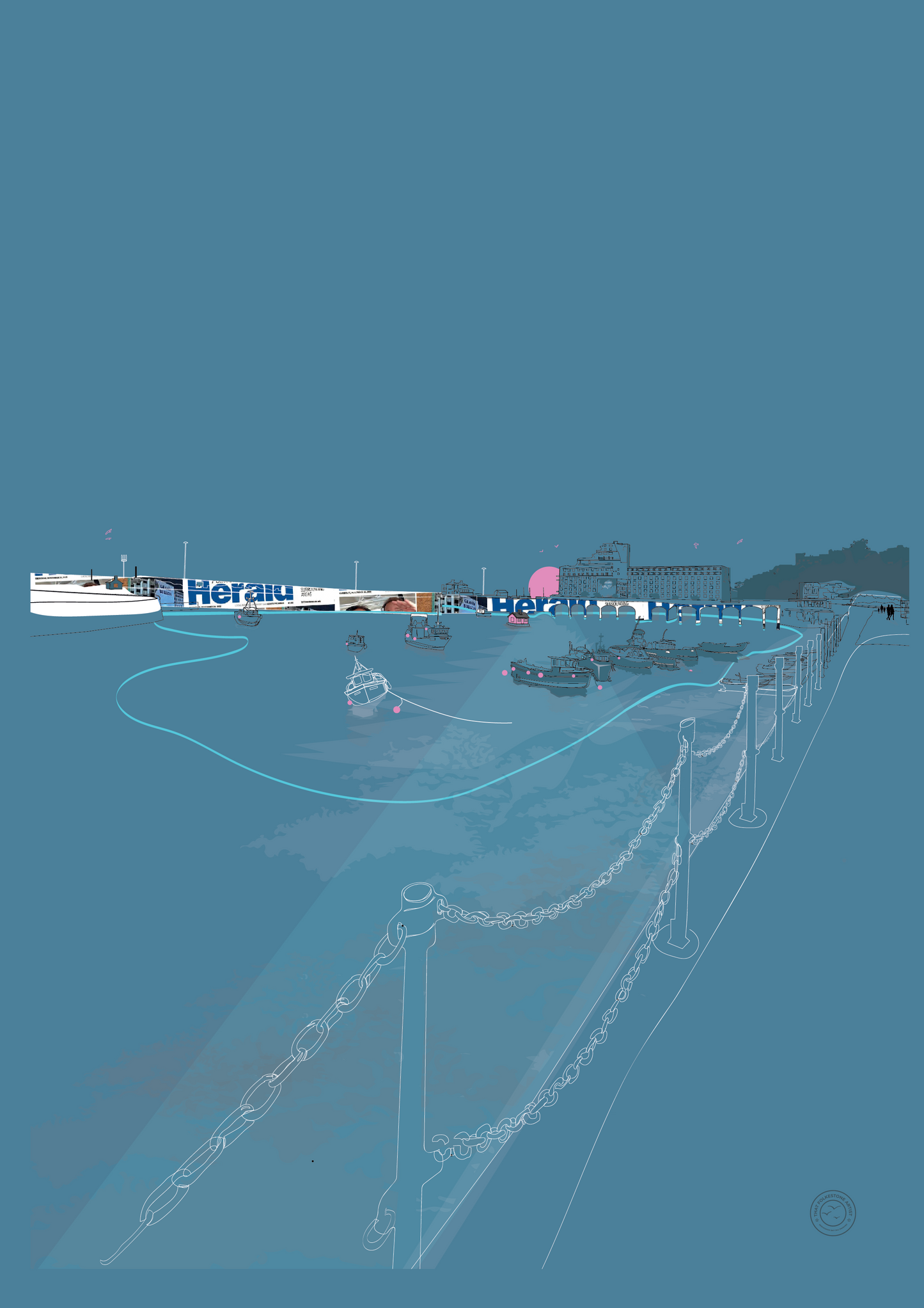 'Oh Buoy, Oh Buoy, Blue' Poster| Folkestone Harbour Art