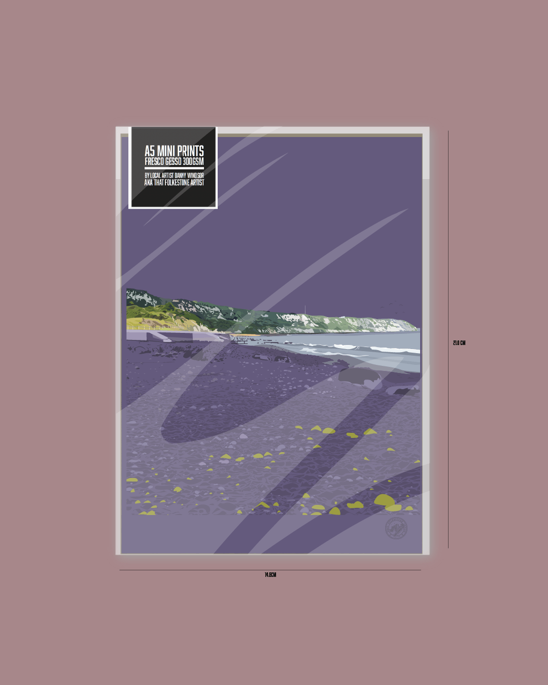 Purple Warren - Mini Art Print. Folkestone Warren Beach. A5