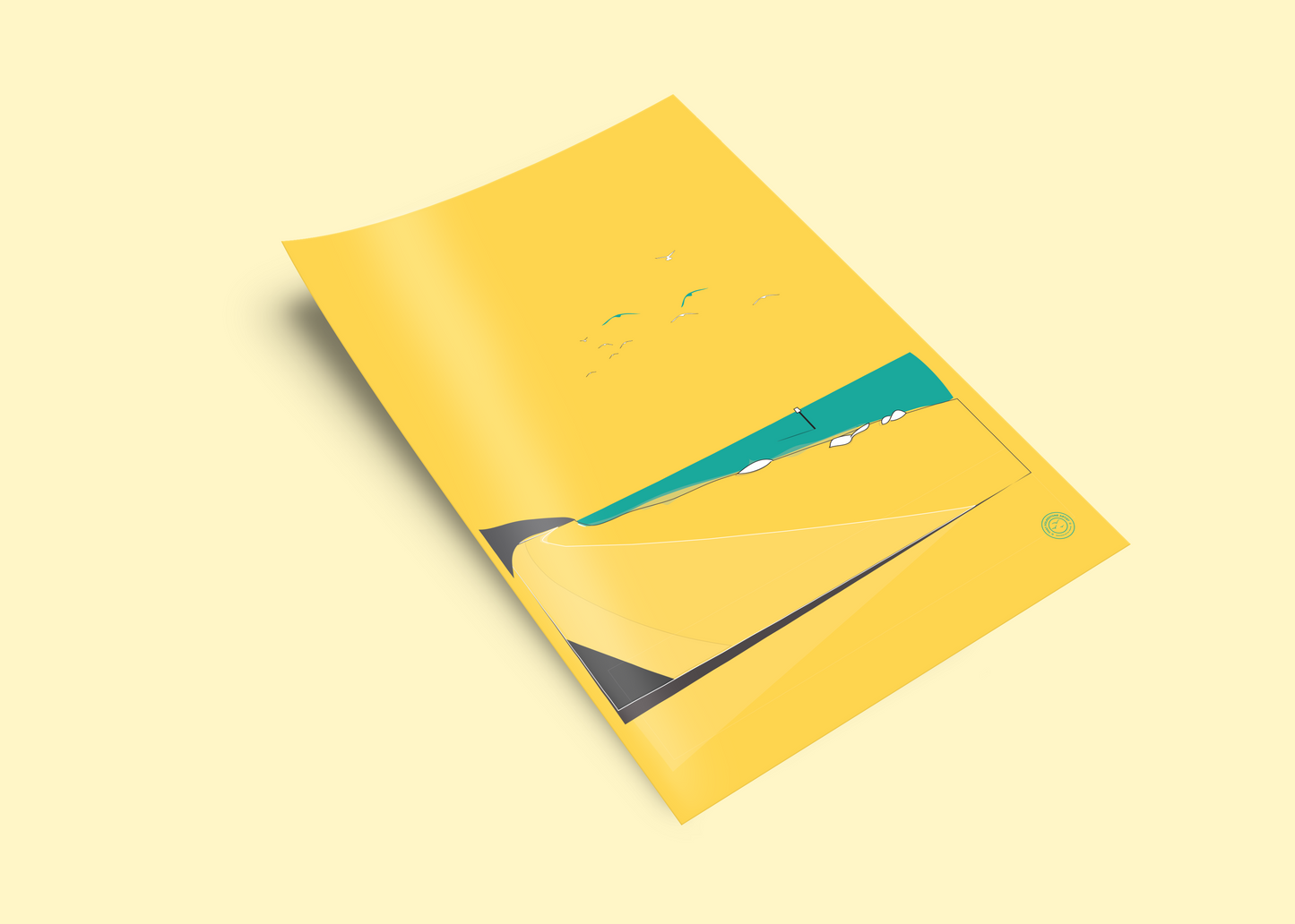 Folkestone Poster - Folkestone Beach  Simple - Yellow or Turquoise