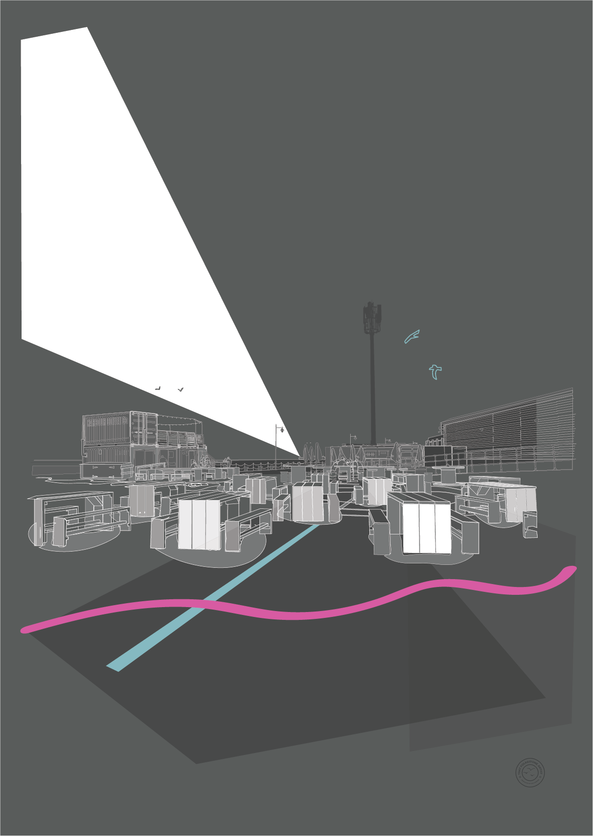 Folkestone Poster - 'Squiggly Line'. Folkestone harbour.