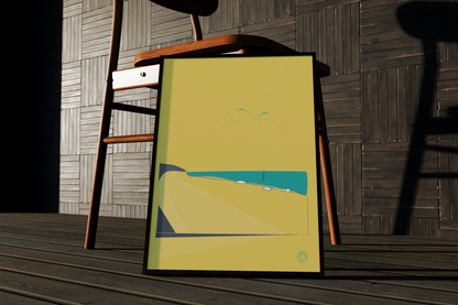 Folkestone Poster - Folkestone Beach  Simple - Yellow or Turquoise