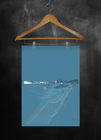 'Oh Buoy, Oh Buoy, Blue' Poster| Folkestone Harbour Art