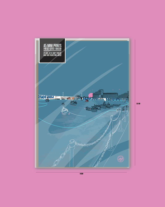 Harbour Blue -  Mini Art Print. Folkestone Harbour. A5