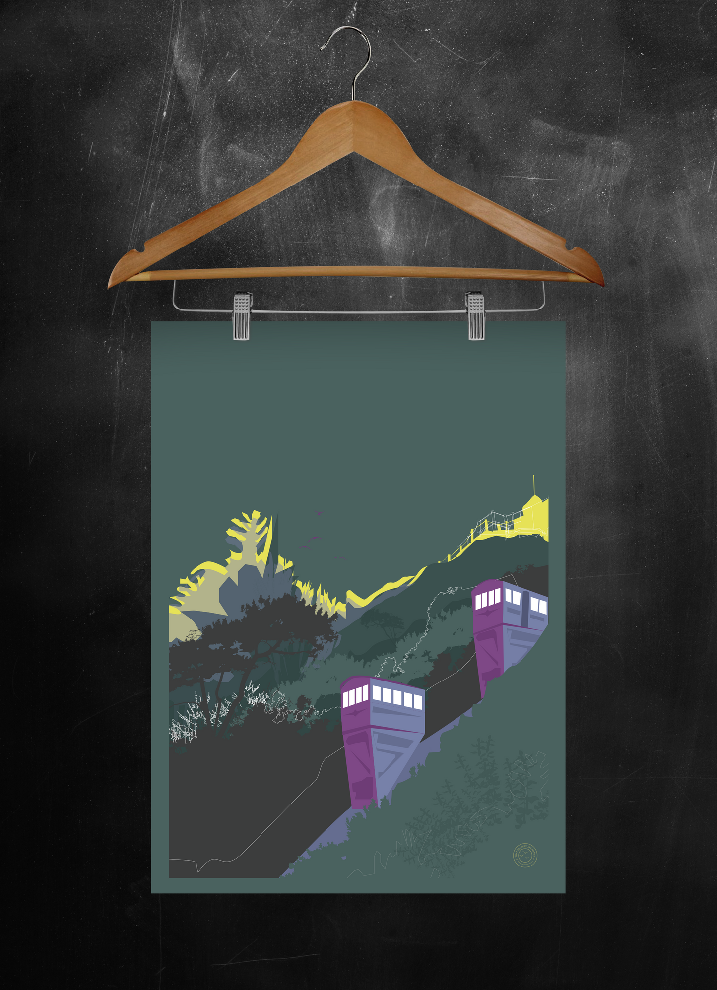 Folkestone Poster - 'Fundraiser' Leas Lift - Racing Green